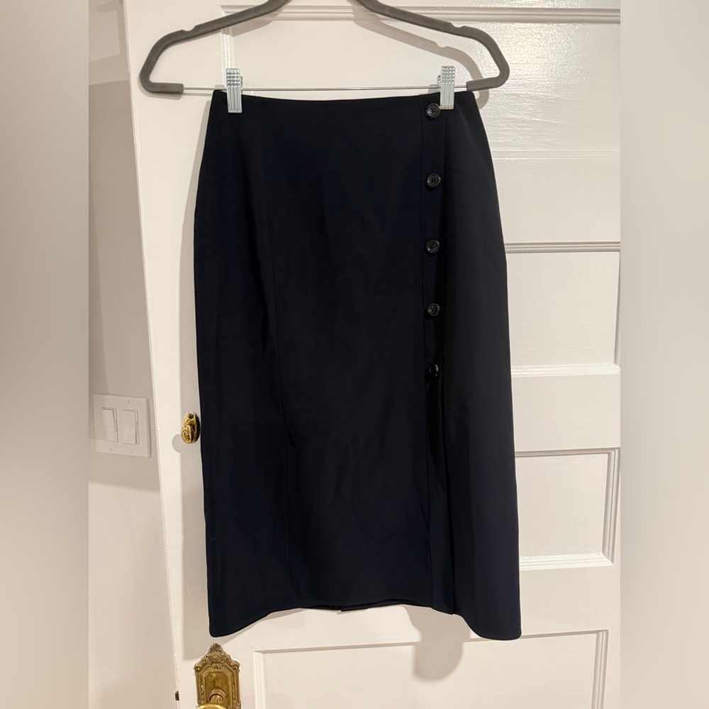 Adeam Navy  Button-Down Skirt